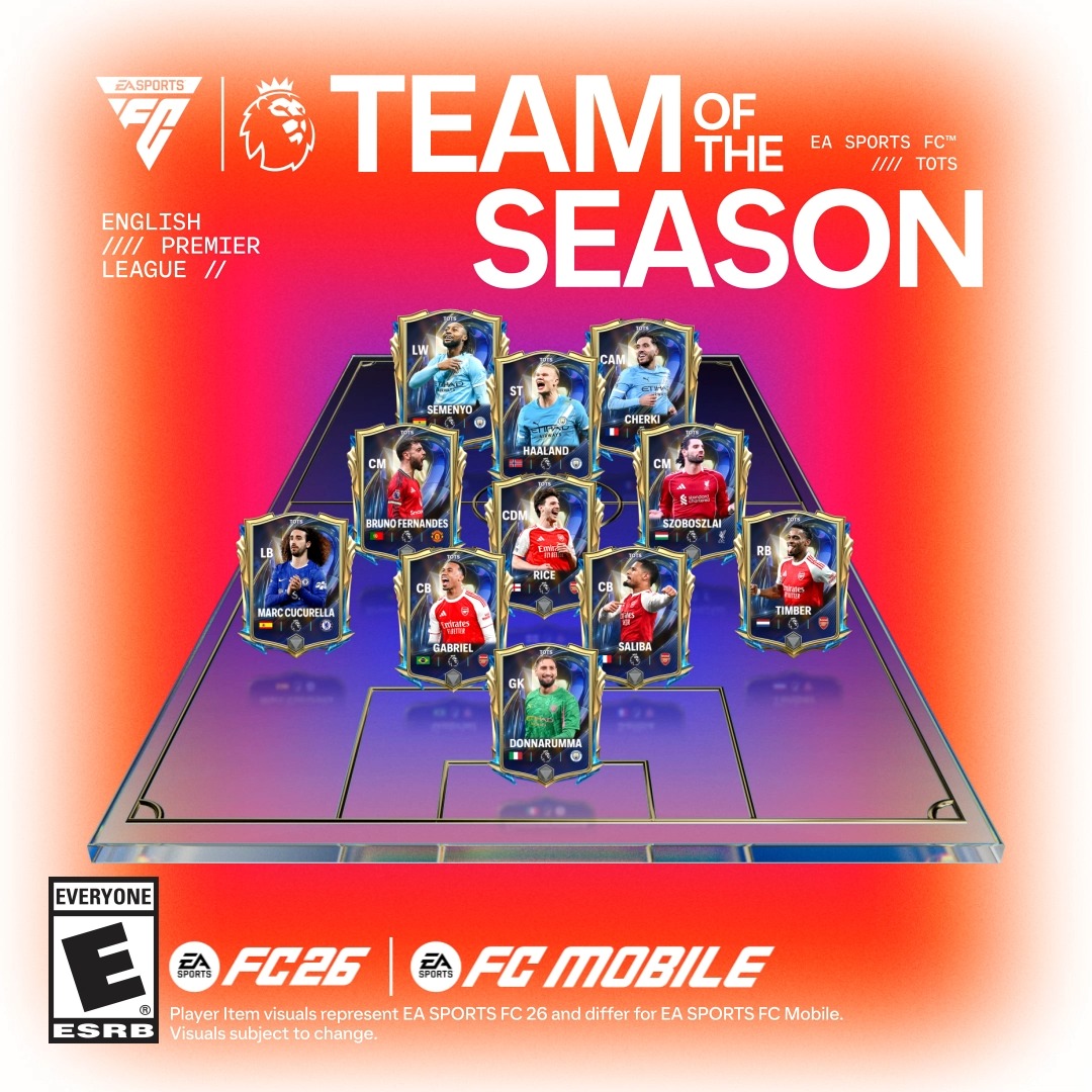 Voted by you. Decided on the pitch. The Premier League Team of the Season arrives Friday in #FC26. #TOTS #PremierLeague