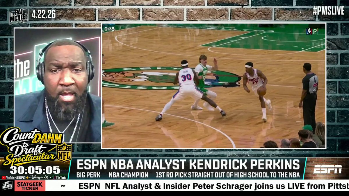 "The one thing I will not do is question the Joe Mazzulla system. ... [The 76ers] stole a game on the road, but I'm not concerned about the Celtics." Kendrick Perkins has full belief in the Celtics during this series 🏀 (via Pat McAfee)