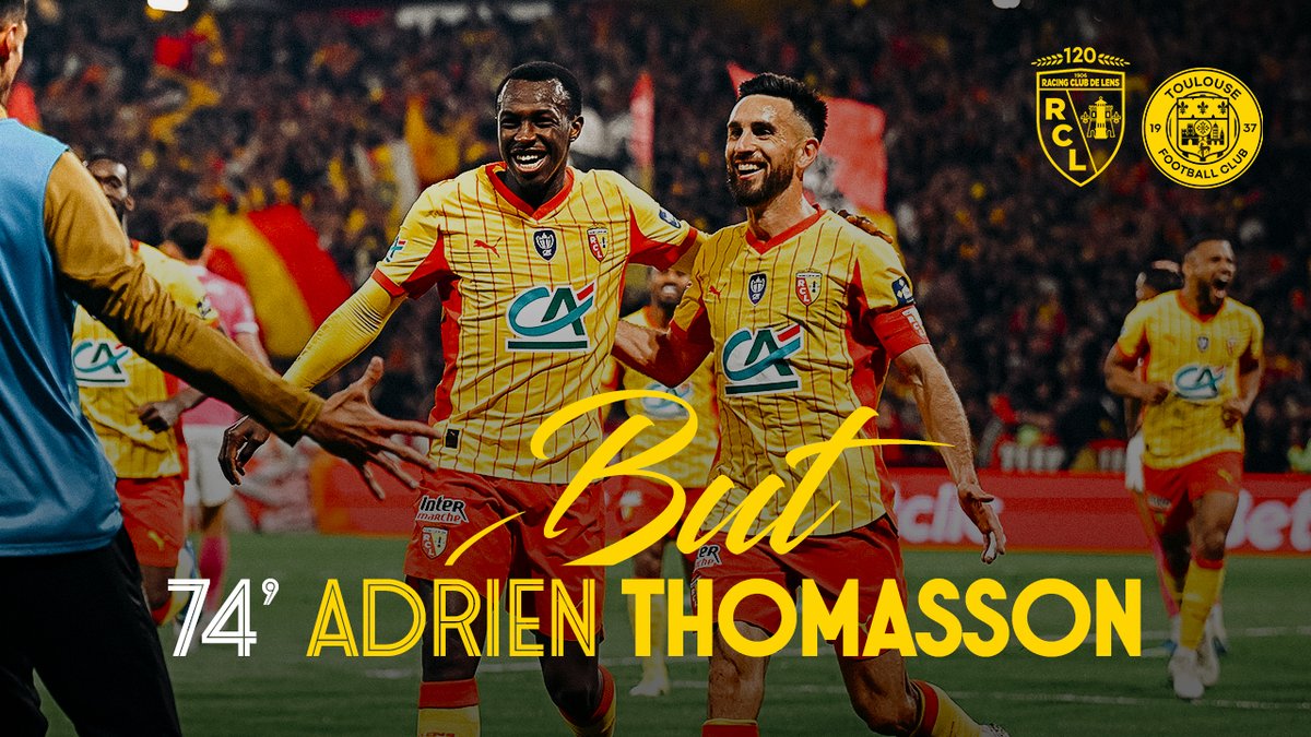 Adrien Thomasson et la 𝑩𝒖𝒍' de cristal 🔮 Annoncé par Andrija Bulatovic et marqué par le numéro 28, le quatrième but lensois de #RCLTFC est à revivre avec l'ambiance de Bollaert ! 🔊 #FiersDEtreLensois #FinaleCDF