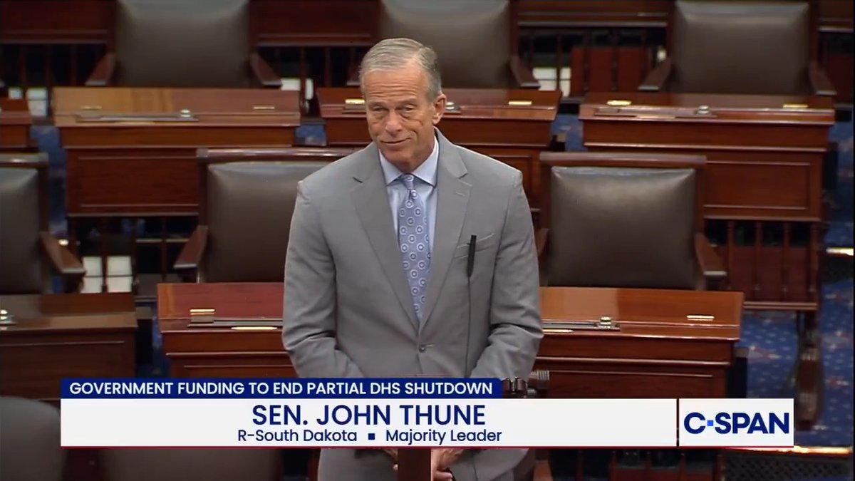 Leader John Thune: "Democrats want to defund law enforcement, defund border security, and effectively reopen America's borders to the flood of illegal immigration and criminal activity we saw under the Biden administration."
