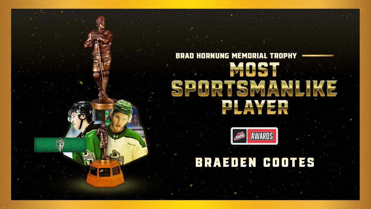 Braeden Cootes of the x - Prince Albert Raiders is the recipient of the 2024-25 Brad Hornung Memorial Trophy, awarded annually to WHL's Most Sportsmanlike Player! Vancouver Canucks | #WHLAwards 📝 |
