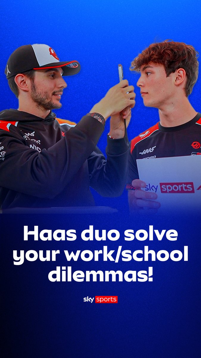 "How do I sneak a picture of Ollie into my school powerpoint?" 🤔 Haas duo Esteban Ocon and Oliver Bearman solve your work and school dilemmas!