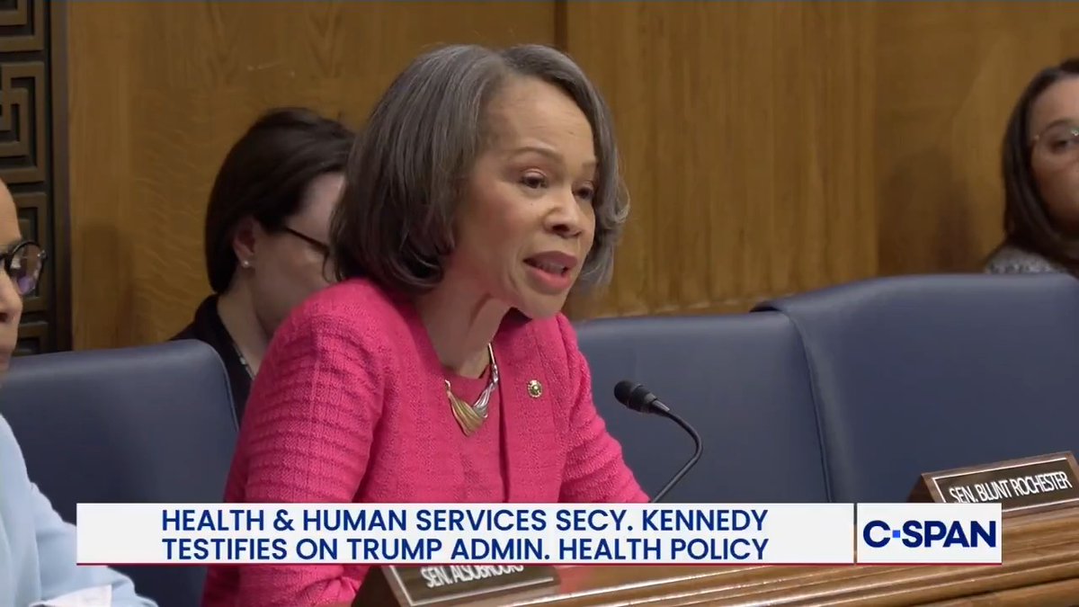 .Senator Lisa Blunt Rochester: "A simple yes or no, does the president know there's a historic measles surge occurring nationwide?" Secy. Kennedy: "I'm sure he does."