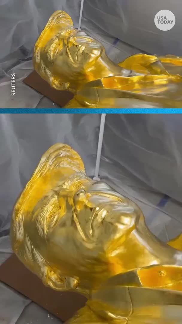 An Ohio sculptor is hiding a 15‑foot Trump statue, saying a crypto group hasn’t fully paid him. The piece is finished — but kept in a secret location.