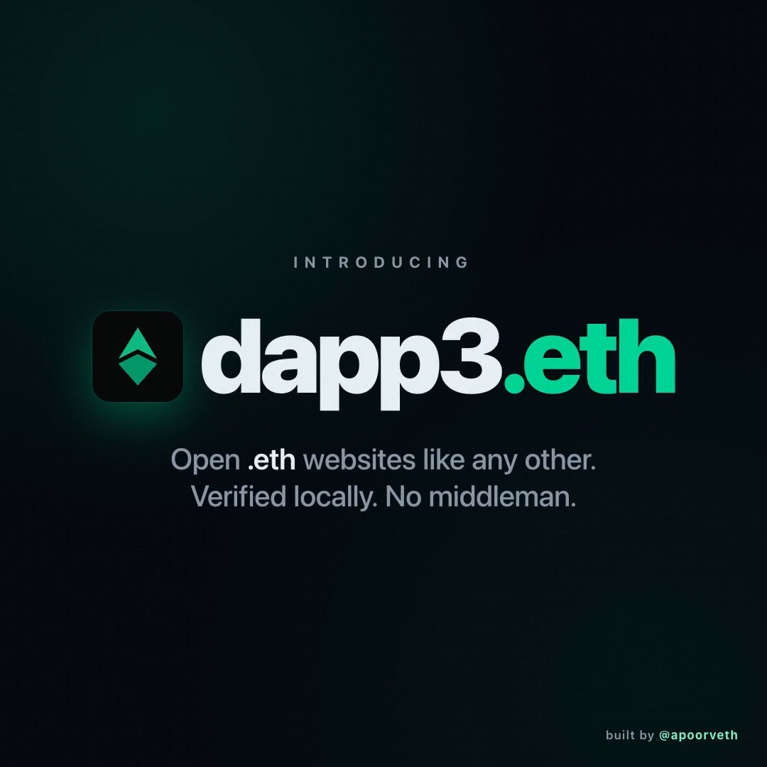 ✨ Introducing dapp3.eth Add native &amp; local .eth resolution to your existing browsers!