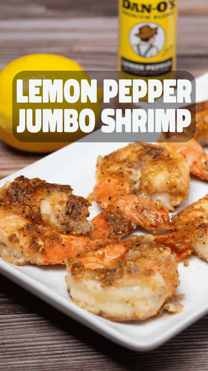 You've never seen Shrimp this big! 🍤🔥 Ingredients 4 tbsp Dan-O’s Lemon Pepper Seasoning 2 lb jumbo shrimp 4 tbsp Cornstarch 2 tbsp High-temperature olive oil, amount, divided 4 tbsp unsalted butter 1 tbsp fresh garlic, chopped 2 tbsp Worcestershire sauce 2 lemons, juiced Preparation Instructions: 1 Make the Coating: In a bowl, combine Dan-O’s Lemon Pepper Seasoning and cornstarch. Mix until combined. 2. Coat the Shrimp: Sprinkle the lemon pepper and cornstarch mixture all over the shrimp. Toss until each shrimp is fully coated. 3. Heat the Pan: Heat a large pan over high heat. Once the pan is smoking, reduce the heat to the high side of medium-high. Add the high-temperature olive oil to the pan. 4. Cook the Shrimp: Place the shrimp in the hot pan. Cook for 1 ½ minutes, then flip. Cook for another 1 ½ minute. 5. Finish with Butter and Lemon: Add the butter, chopped garlic, and Worcestershire sauce to the pan. Pour in the fresh lemon juice. Shake the pan gently and flip the shrimp so everything gets coated. 6. Remove from the Heat: Cook just until the shrimp are done, no longer than 5 minutes total. Turn off the heat and move the pan off the burner. Serve: Serve the shrimp hot. Yum Yum Get Ya Sum!