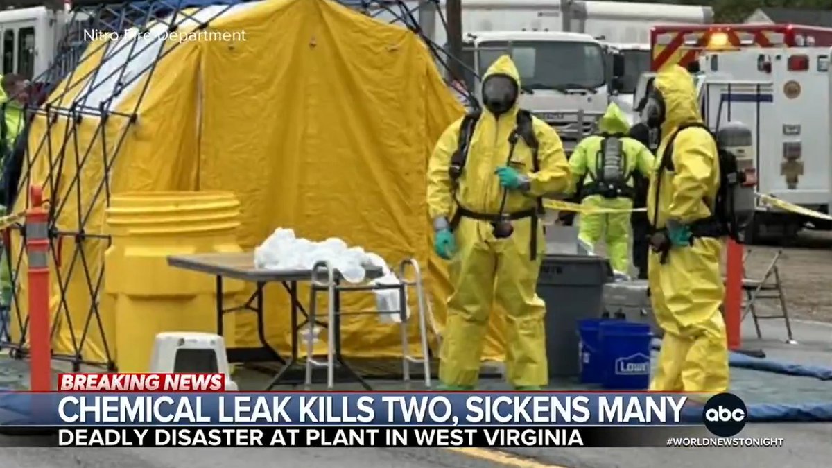 Emergency crews are responding to a deadly chemical leak at a plant in West Virginia, where at least two people have died and more than two dozen others required medical treatment.