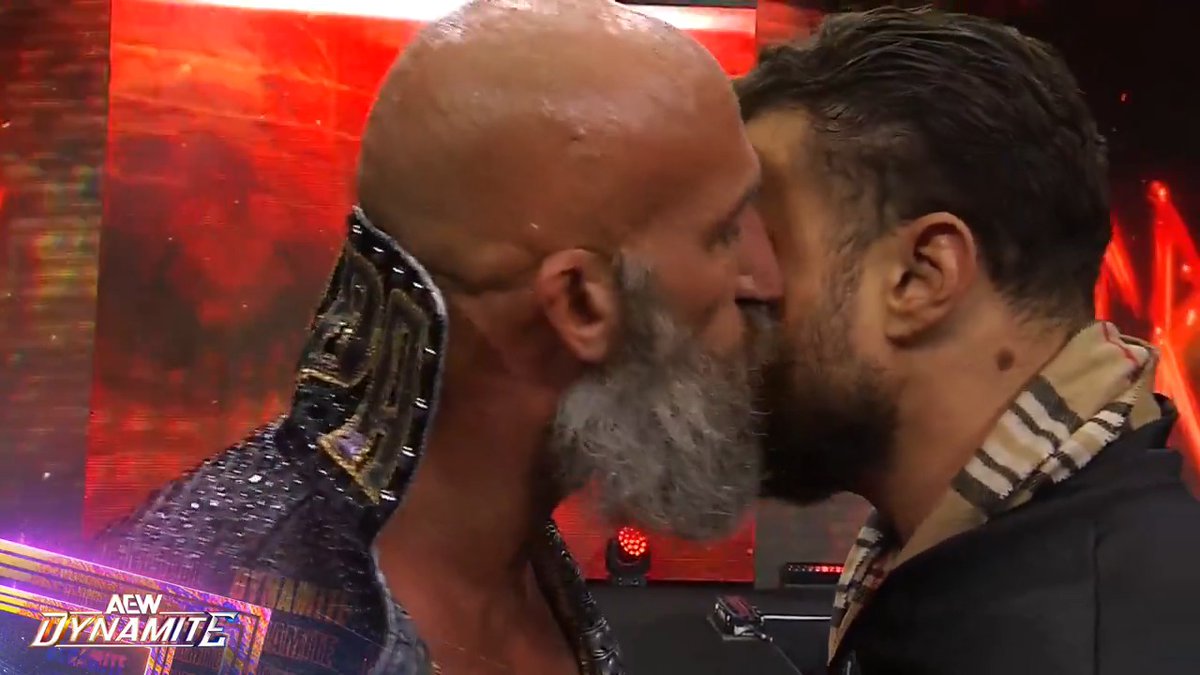 Tommaso Ciampa made his entrance interrupting MJF... then kissed him on the cheek. LMFAOOOOOOO.