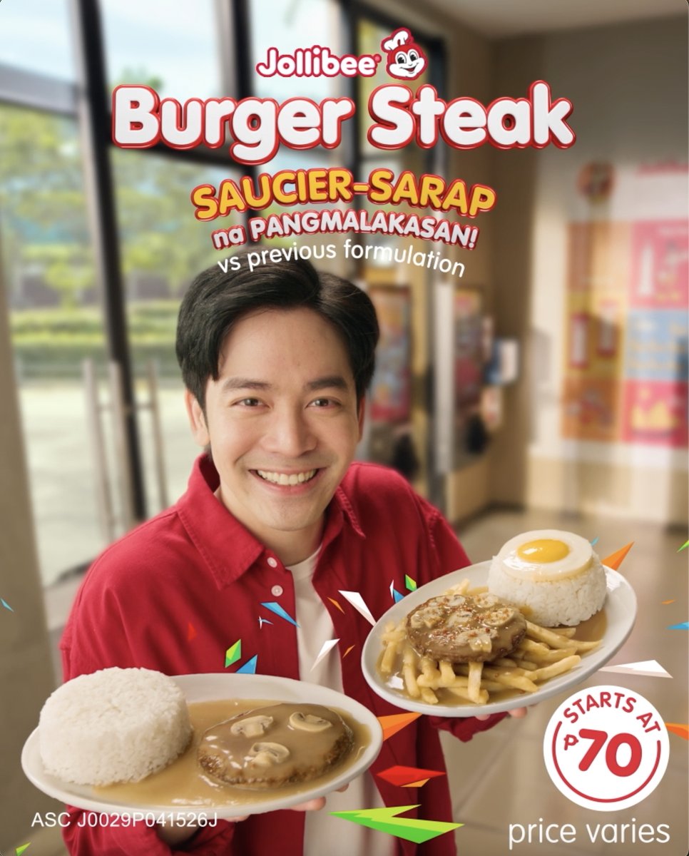 Dito na sa pangmalakasang Jollibee Burger Steak at Burger Steak Supreme! Saucier-sarap na (vs. previous formulation), starts at P70 pa. Lakas!!! J0181P042126J