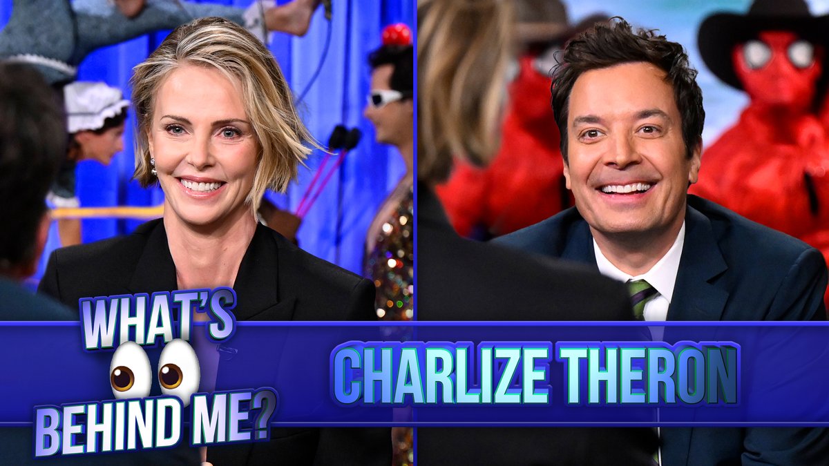 What’s Behind Me? w/ Charlize Theron (Charlize Theron): Betsy Ross shooting an apple off Harry Styles.’ head with her feet. #FallonTonight