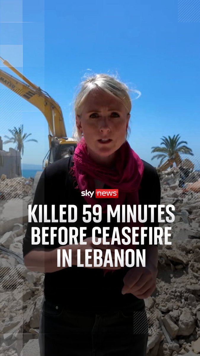 Less than an hour before last week’s ceasefire was announced, a series of Israeli airstrikes destroyed six buildings in Tyre, Lebanon killing 26 people. One was recovered and confirmed dead on Wednesday, witnessed by Sky News. Diana Magnay reports 🔗