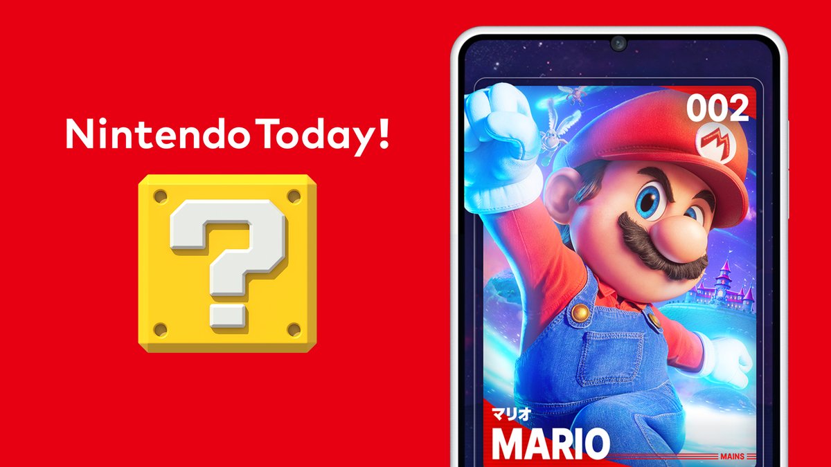 映画のおともに、『Nintendo Today!』。 『ザ・スーパーマリオギャラクシー・ムービー』は明日公開です。 『Nintendo Today!』を使って、映画館でチェックイン（鑑賞記録）を行うと、マリオたちのフォトフレームや壁紙などのコンテンツをお楽しみいただけます。