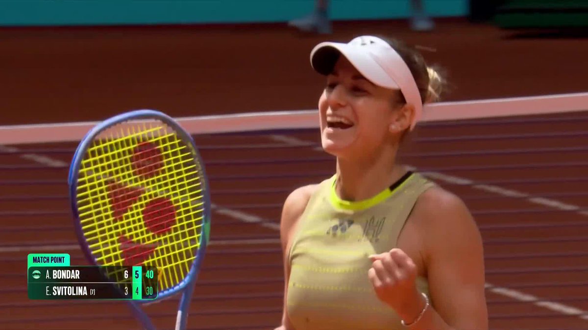 First Top 10 win! 🤩 A dazzling display from Anna Bondar to move past No.7 seed Svitolina! #MMOPEN