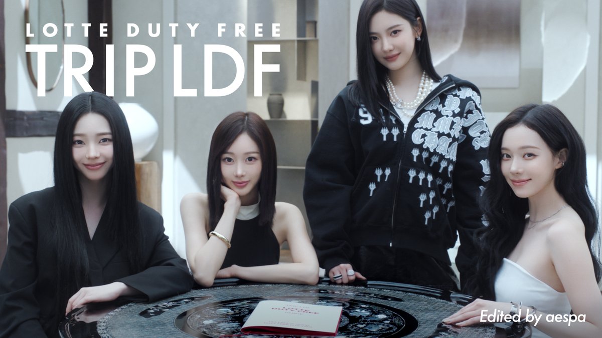 "aespa's Korea Duty-Free Guide✈️ Discover hidden tastes on Bag Street Beauty hotspots to keep to yourself Jewel spots that shine brighter than the night view Sunglasses tower to complete your trip Duty-free course that captures every and all tastes.
