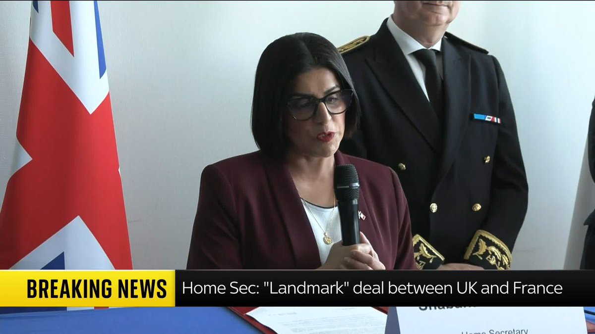 BREAKING: Riot‑trained police will patrol beaches in France under a new £662m, three‑year deal with the UK aimed at stopping Channel crossings. The agreement was signed by Home Secretary Shabana Mahmood. 📺 Sky 501 and YouTube