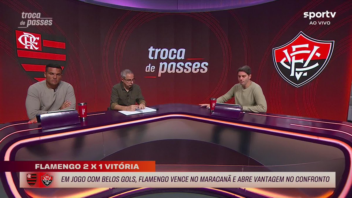 Jair Ventura, sobre a arbitragem de Flamengo 2x1 Vitória: “Não sou especialista, mas vi que todos os especialistas na TV falaram que era para ser diferente.” “Pelo menos olhar no VAR, né? E 9 minutos de acréscimo é muito tempo.” 🎥 sportv | ge