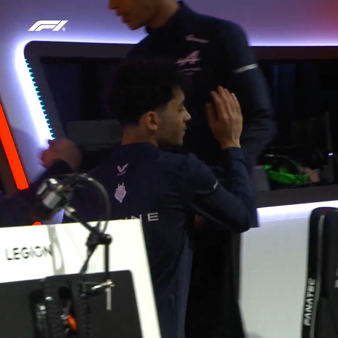 Celebrating, Otis style! 👏 Lawrence secures pole position for Round 5 of the F1 Sim Racing Championship in Barcelona 🤩 #F1 #F1Esports