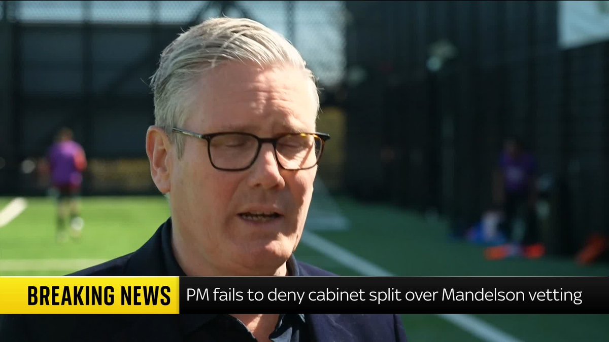 Sir Keir Starmer has failed to deny there is a split in the cabinet over his handling of the allegations around Peter Mandelson's vetting. Politics latest: 📺 Sky 501 and YouTube