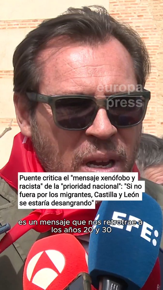 Puente critica el "mensaje xenófobo y racista" de la "prioridad nacional" de los gobiernos de PP y Vox: "Si no fuera por los migrantes, Castilla y León se estaría desangrando. Es una tierra con saldo vegetativo negativo, muere más gente que nace"
