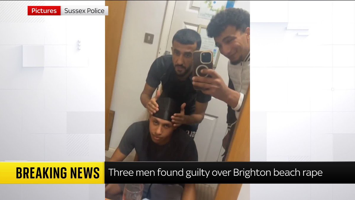 BREAKING: Three asylum seekers have been found guilty over the rape of a woman on Brighton beach. The woman was separated from her friends on a night out when the trio found her "staggering in the street" alone, Hove Crown Court heard. 📺 Sky 501/YT
