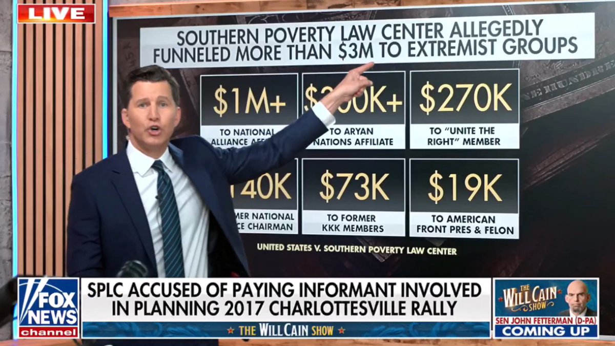 This is the best breakdown of all the funding of hate groups by the SPLC. Excellent work by Will Cain and The Will Cain Show