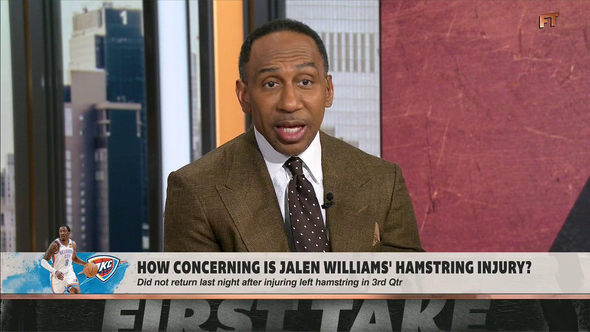 "I'm very concerned. ... I don't think you're beating San Antonio without Jalen Williams. I don't know if you'd beat someone like Denver or Minnesota without Jalen Williams." —Stephen A Smith on Oklahoma City Thunder's Jalen Williams after suffering a hamstring injury ✍️