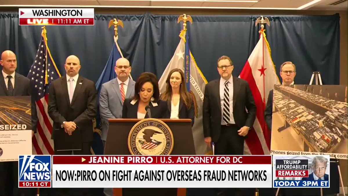 BREAKING: U.S. Attorney Jeanine Pirro reveals a major takedown by the Scam Center Strike Force targeting overseas criminal organizations that have been defrauding Americans for BILLIONS of dollars: "We have charged Chinese bosses who ran a scam compound in Burma where thousands were trafficked, enslaved, beaten and then forced to steal from Americans... They were ordered to pose as U.S. banks, as the New York City Police Department, to steal Americans' life savings."