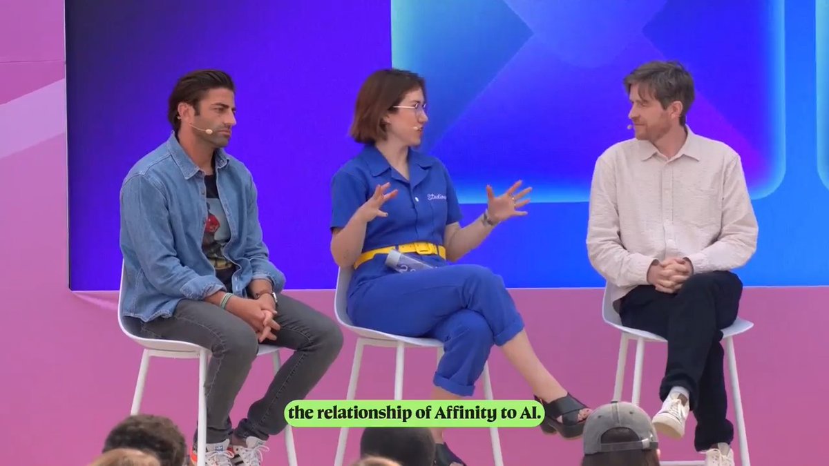 “I don’t want AI to do my work for me. I want it to do my laundry for me.” Jessica Hische nails it 🧺 Affinity’s AI Connector for Claude lets you describe a workflow once, then run it on repeat. You can even build custom features. Watch the full talk: