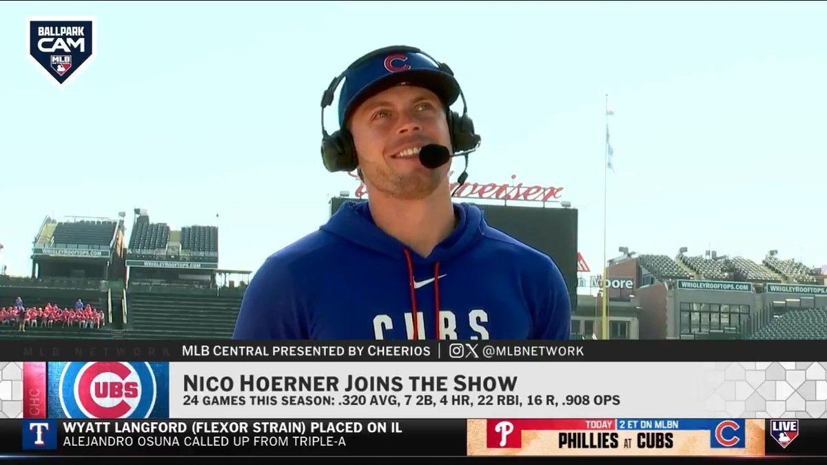 The Chicago Cubs have won 8 straight and Nico Hoerner is on 🔥 to start the season! The NL Player of the Week joined #MLBCentral to discuss the club's strong start, his evolution as a hitter and hitting for power.