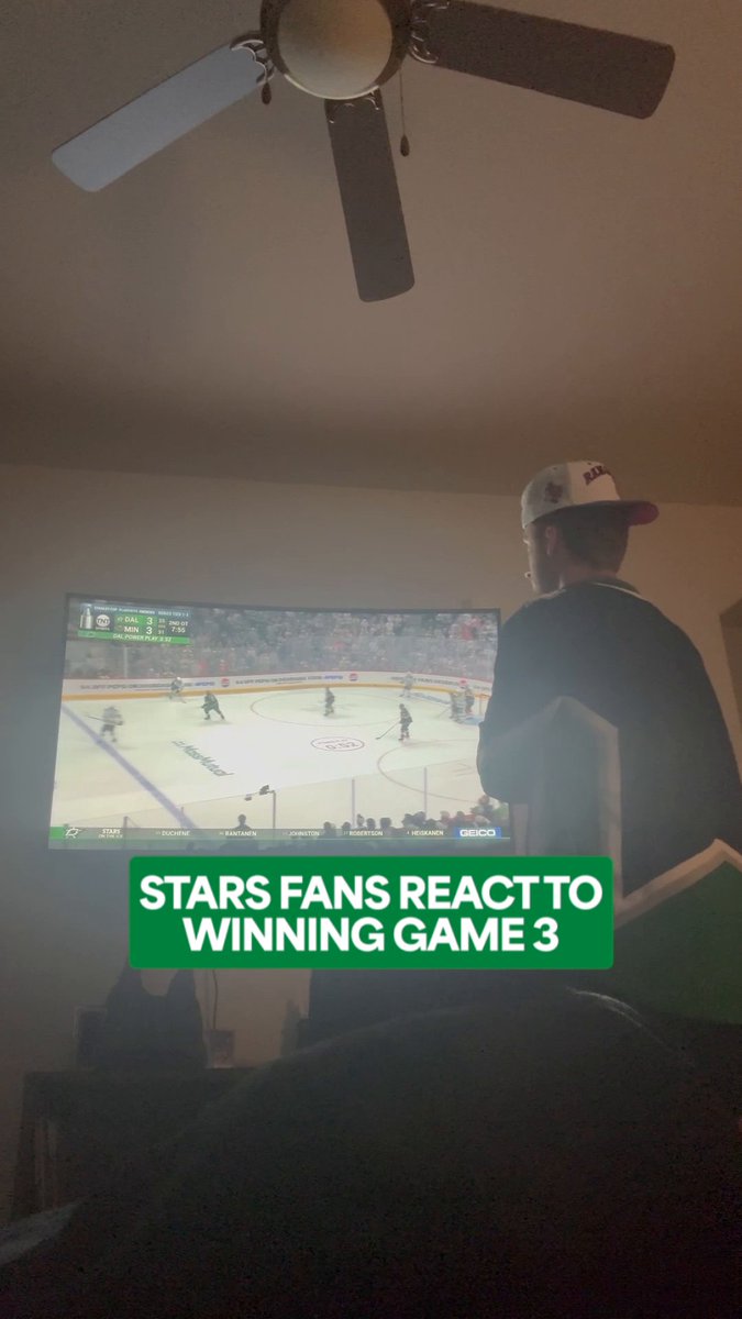 Wyatt Johnston got Stars fan HYPED last night 🤠 #StanleyCup Game 4 between the Dallas Stars and Minnesota Wild is Saturday at 5:30p ET on TBS, Sportsnet, &amp; TVA Sports!