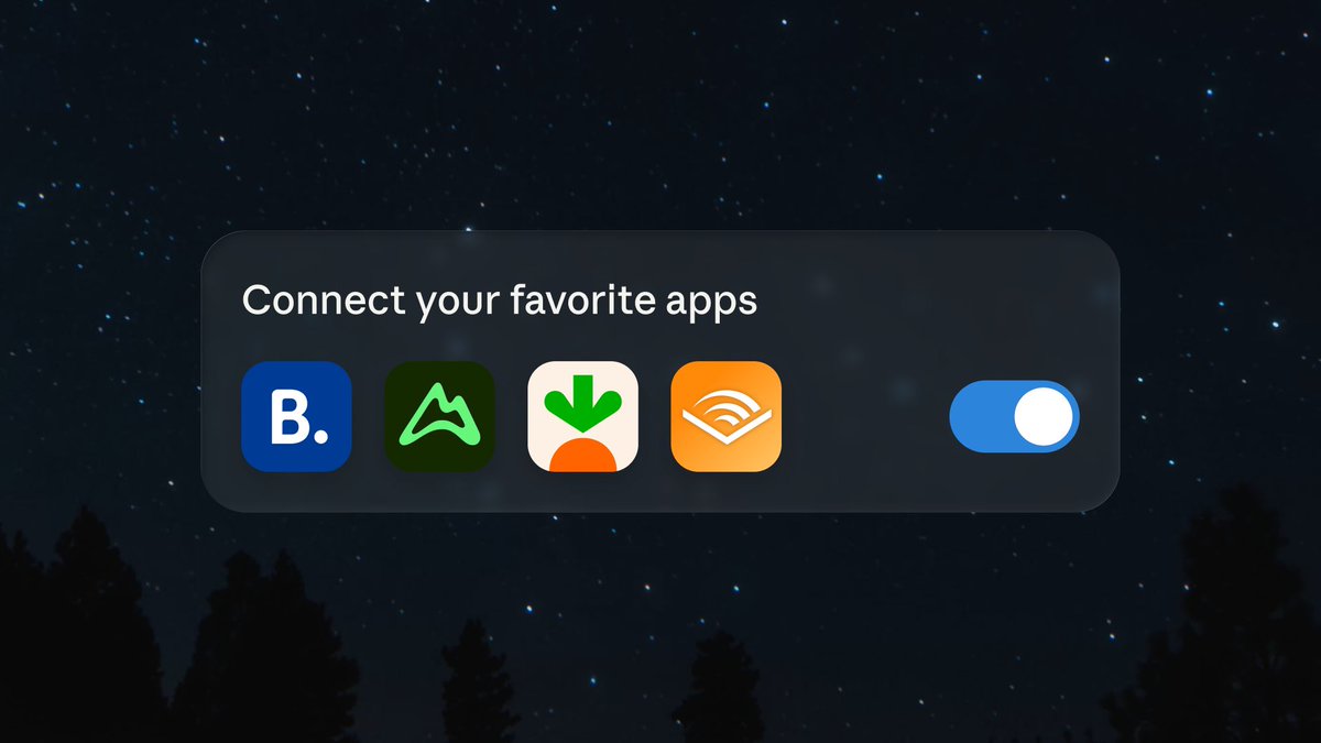 Claude can now connect to more of the apps you use outside of work, including Tripadvisor, Booking.com, Resy, Instacart, Spotify, Audible, AllTrails, Thumbtack, Intuit Intuit TurboTax, and more.