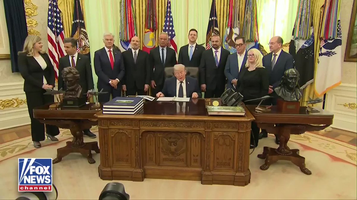 NEW: President Trump announces a major deal with pharmaceutical giant Regeneron to provide prescription medications at new low prices for the American people: "I'm thrilled to announce that one of the most respected pharmaceutical companies anywhere in the world. Frankly, I know it very well, is Regeneron. And it's agreed to offer their prescription medications at heavily discounted most favored nation prices. In other words, there the numbers will come down at levels that nobody's ever seen before."