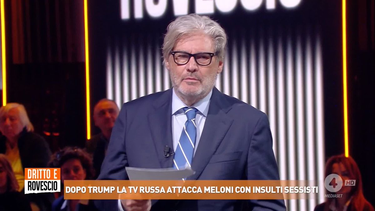 "La vergogna della razza umana, fascista e idiota patentato sei tu, non Giorgia Meloni!" Paolo Del Debbio al giornalista della televisione russa che ha insultato Giorgia Meloni. #drittoerovescio
