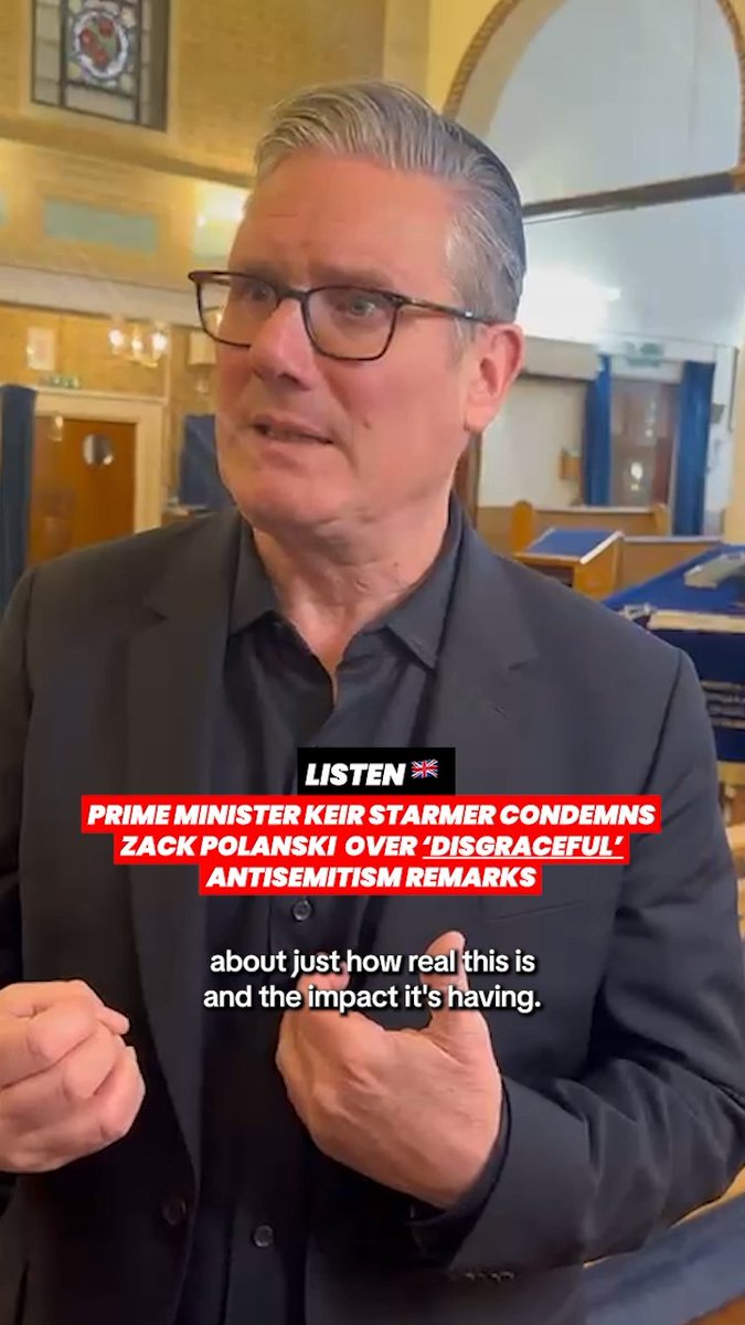 LISTEN as British Prime Minister Keir Starmer calls Green party leader Zack Polanski’s comments on antisemitism ‘disgraceful’ on his visit to Kenton United Synagogue today. The Labour Party Keir Starmer Earlier this week, Polanski sparked fury after wondering whether there is a “perception of unsafety or whether it’s actual unsafety” among the Jewish community, following a wave of antisemitic attacks in the UK.