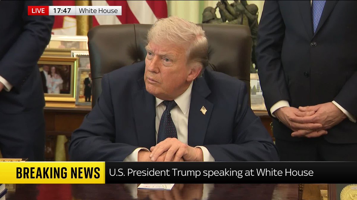 'If they don't drop the tax, we'll probably put a big tax on the UK' Donald Trump threatens the UK with a "big tattig" if the UK does not repeal its 'tech tax', on the U.S. 📺 Sky 501, Virgin 602, Freeview 233 and YouTube