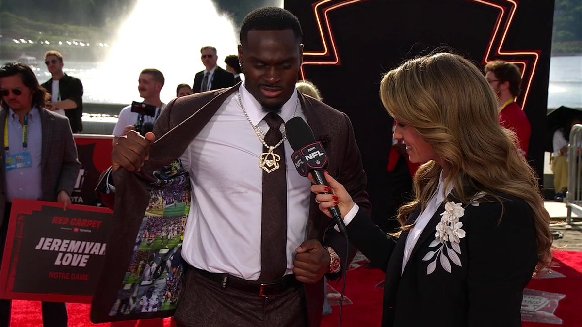 "This is the biggest stage of my life so far, so I want to make sure I'm ready for it. ... It's a blessing to be here." Jeremiyah Love tells Molly McGrath what the NFL draft night means to him ❤️