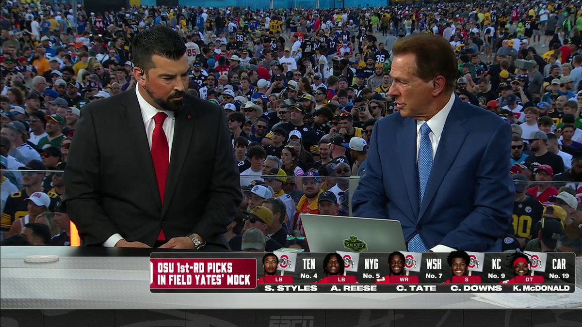 "Whoever drafts these guys tonight are going to get guys that are going to walk in day one and act like vets." Ryan Day tells Nick Saban what makes the top Ohio State prospects special 😤