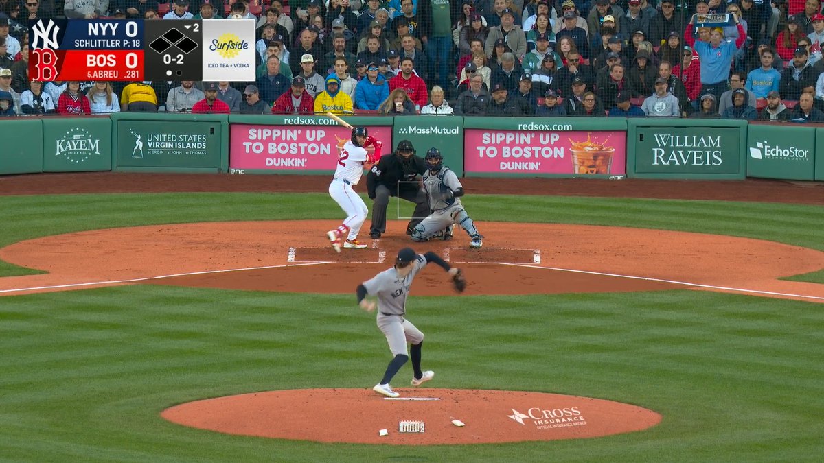 The #Yankees challenged that this ball was a strike... It was so far out of the zone the ABS didn't even give a measurement 😆