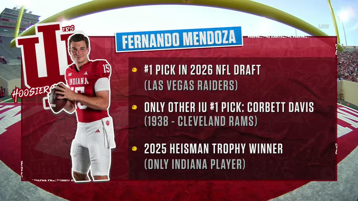 Pure joy in Bloomington watching Fernando Mendoza go No. 1 🥳 Indiana Football