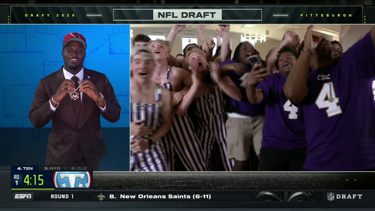 The moment the Arizona Cardinals selected Jeremiyah Love at No. 3 overall‼️