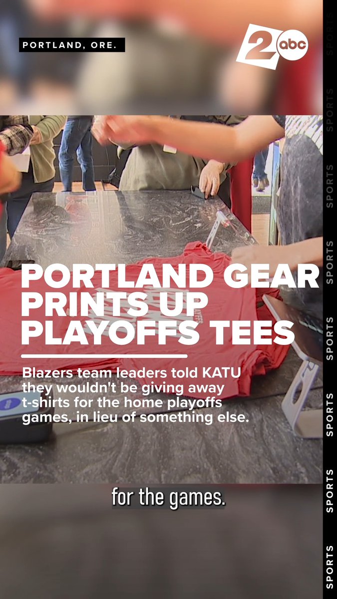 When Blazers team management told KATU they didn't plan on giving out playoffs tees, Portland Gear decided to make their own instead, quickly printing up 200 red shirts with the slogan “Red Hot Rising.”