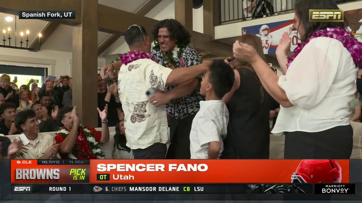 Look at how much it means to Spencer Fano and his family after the Browns selected him No. 9 overall 🧡