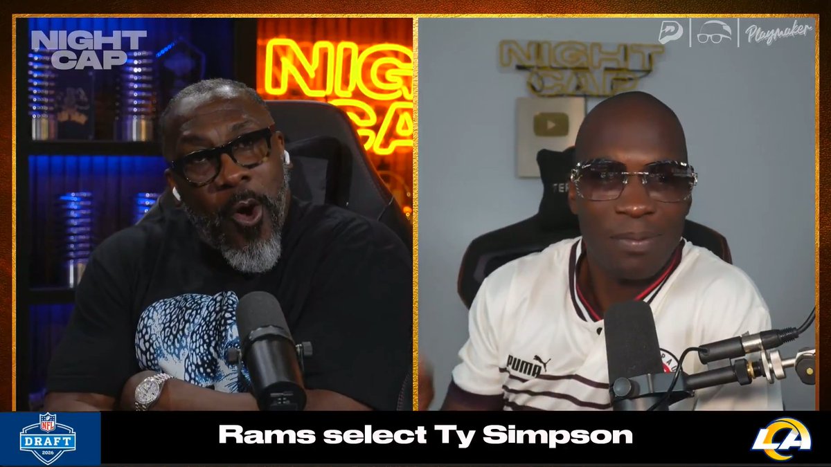 The FIRST STUNNER of the #NFLDraft is here as the Rams take QB Ty Simpson with the No. 13 pick! WOW 🤯 shannon sharpe | Chad Johnson | #Nightcap