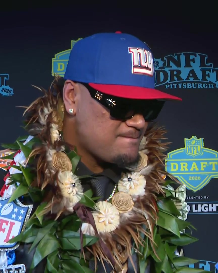 "Jaxson Dart, gonna protect my ass off. I'll guarantee you that. I'm going to do whatever I can to protect my ass off." CC Mauigoa with @nikilattarulo after being drafted by the Giants: