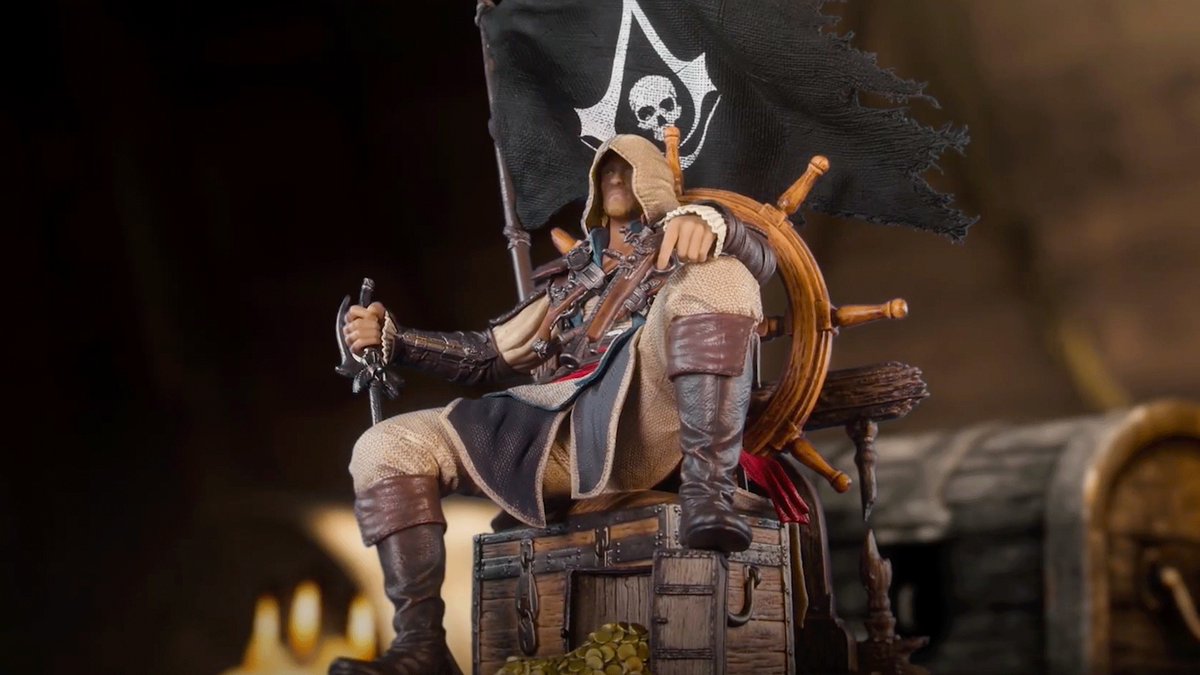 Take a look at the Collector's Edition for Assassin's Creed Black Flag Resynced, packed with Edward's figurine, exclusive steelbook, cloth map, and more! Setting sail on July 9. 🏴☠️