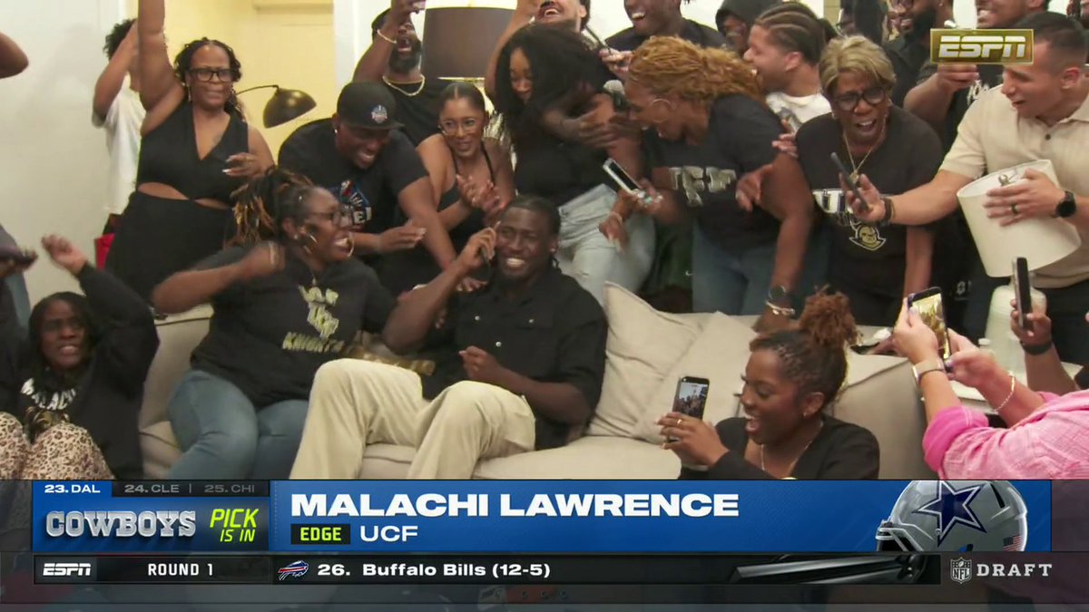 Malachi Lawrence's family was hype when he got the call 📞 The Dallas Cowboys select him at No. 23 🌟
