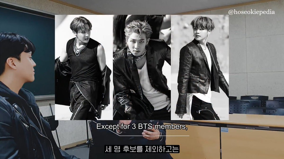 j-hope was not only BTS's main dancer, but the first to be established in that role. Former Big Hit trainees Kim Jihoon and Hwang Jihwan, who were part of the same trainee pool as BTS's final lineup, recalled that j-hope, RM, and SUGA were placed in a separate, debut-ready group, working apart while other trainees aspired to join them. This is further confirmed in BTS's official biography, Beyond the Story: 10-Year Record of BTS: "As BTS's debut began shaping up, the trainees at Big Hit Entertainment were divided into two groups. One was the high-potential group of trainees who seemed ready for their debut, and the other group was made up of trainees whose debut wasn't yet confirmed. RM, SUGA, and j-hope were in the first group."