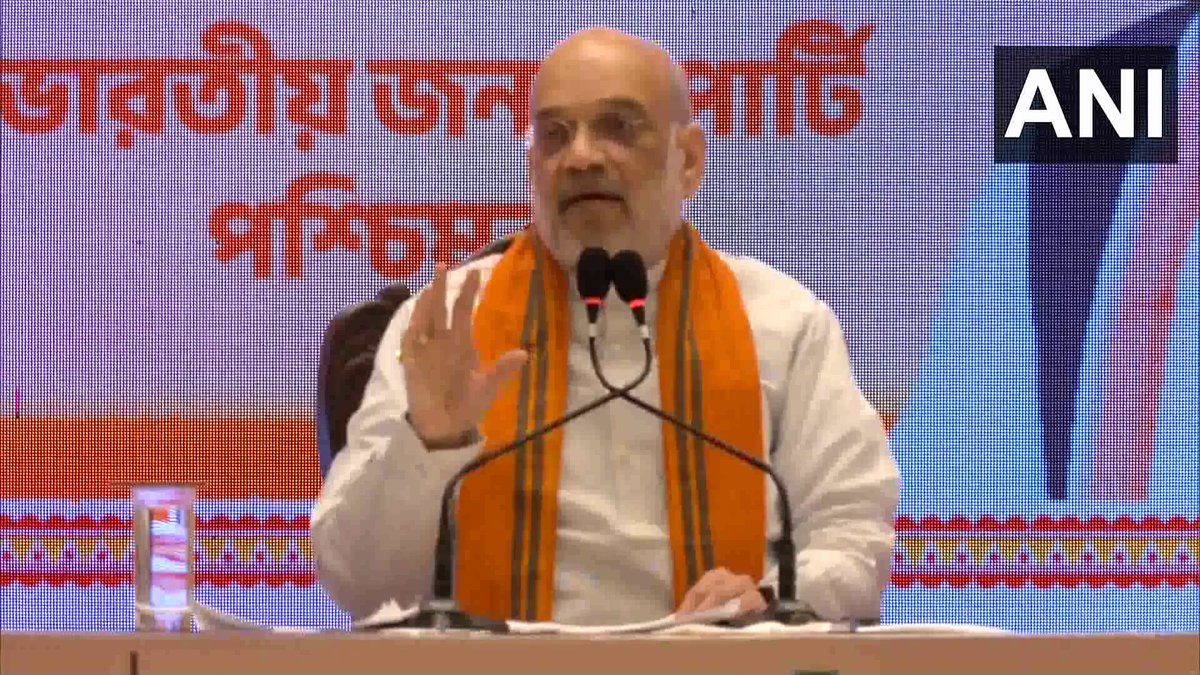 #WATCH | Kolkata: Union Home Minister Amit Shah says, "Bengal's CM is spreading rumours that if BJP comes to power in Bengal, the outsiders will rule. I want to tell Didi, the next Chief Minister of Bengal will be someone who was born in Bengal, educated in the Bengali medium and will be able to speak Bengali... The only thing is that your nephew will not be there; CM will be BJP worker."