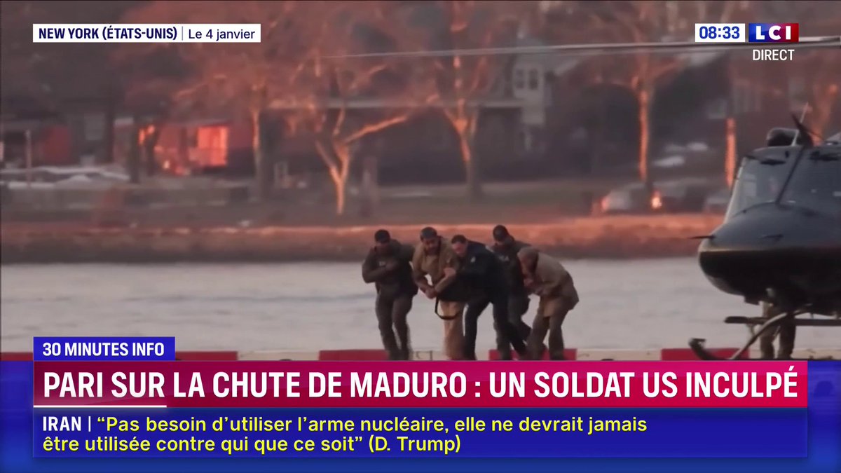 😱 Un soldat américain aurait gagné plus de 400 000 $ en pariant sur la chute de Maduro Un gain possible grâce à des informations confidentielles. Ce militaire aurait participé à l'opération américaine. Il est poursuivi pour utilisation illicite de données gouvernementales