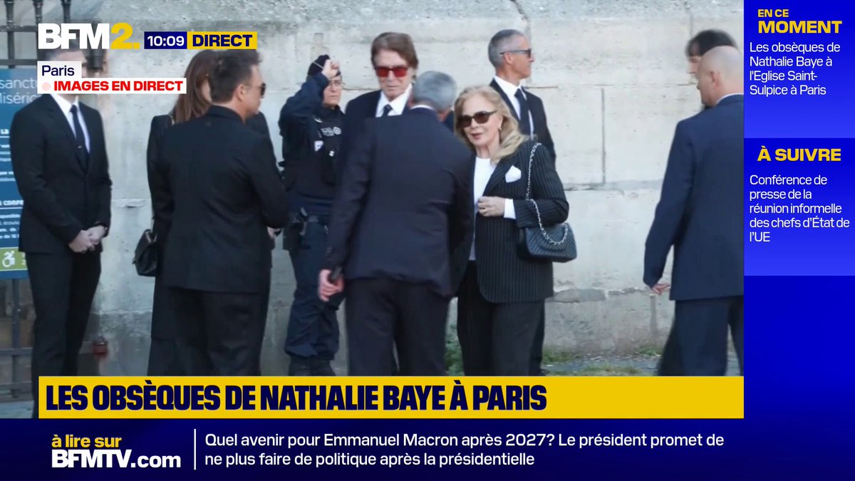 Sylvie Vartan et David Hallyday arrivent aux obsèques de l'actrice Nathalie Baye à l'Eglise Saint-Sulpice #BFM2